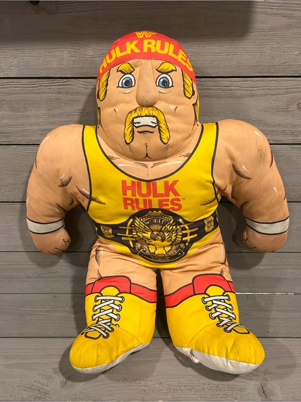 Hulk Rules Vintage Wrestler Plush - Yellow & Red